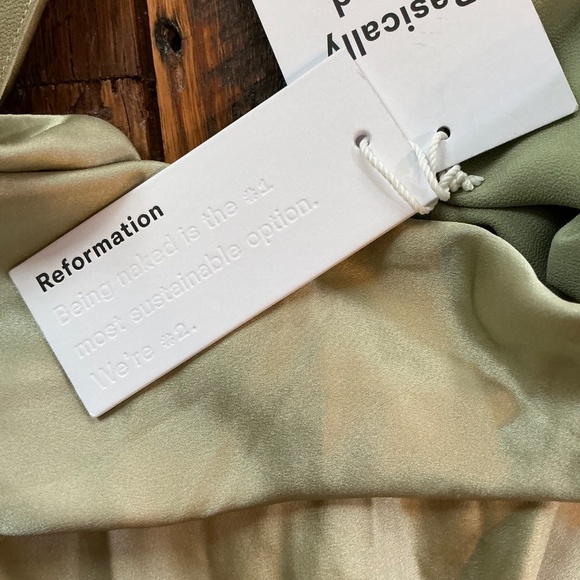 Reformation Niamh Silk Maxi Dress Green 12 NWT - Picture 8 of 12